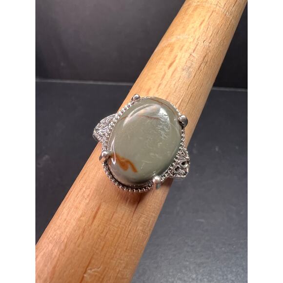NEW Venus Jasper ring in platinum over brass size 10 - Picture 8 of 15